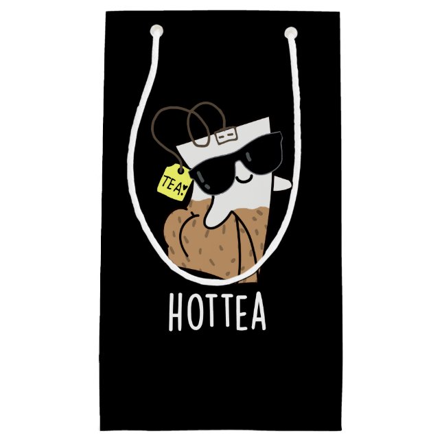 Sacola Para Presentes Pequena Hottea Engraçada Chá Quente Pun Dark BG (Frente)