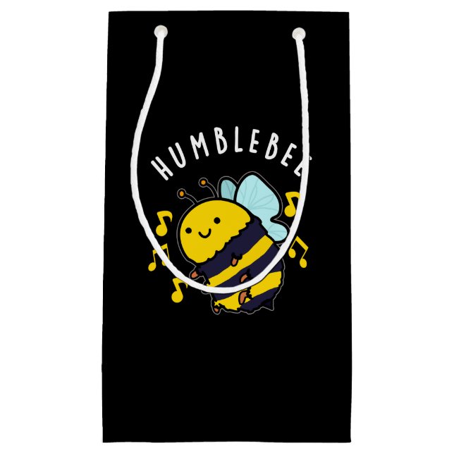 Sacola Para Presentes Pequena Humble Bee Funny Bumblebee Pun Dark BG (Frente)