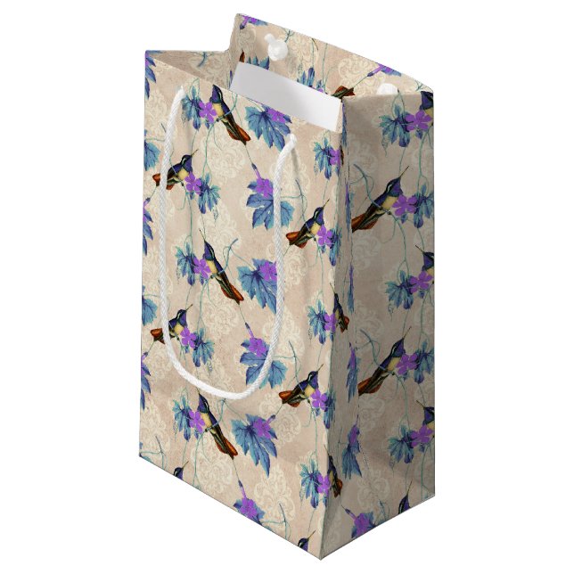 Sacola Para Presentes Pequena Humming Birds Série Design de Quatro Pequenas Port (Frente inclinada)