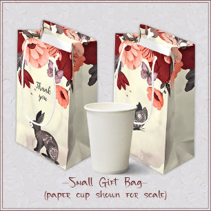 Sacola Para Presentes Pequena Hygge Folart Rabbit Butterfly Floral Birthday