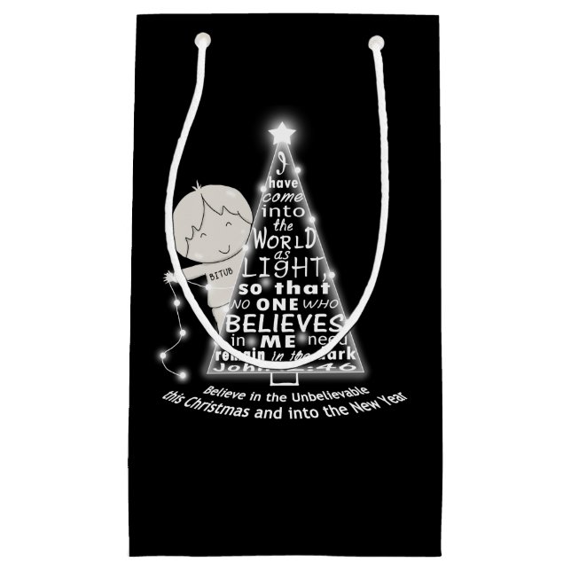 Sacola Para Presentes Pequena Iluminação da árvore (Frente)