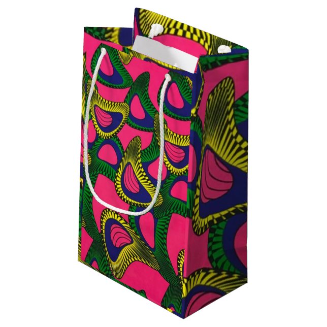 Sacola Para Presentes Pequena Impressão Africana (Verso inclinado)