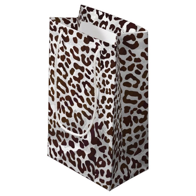 Sacola Para Presentes Pequena Impressão de Chocolate Leopardo (Frente inclinada)