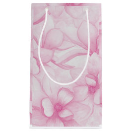 Sacola Para Presentes Pequena Impressão de flores rosa vintage