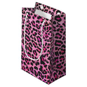 Sacola Para Presentes Pequena Impressão do rosa preto e quente do leopardo