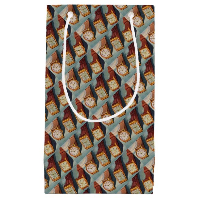 Sacola Para Presentes Pequena impressão dos relógios de pulso dos anos 40 (Frente)