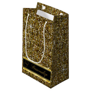 Sacola Para Presentes Pequena Impressão Dourado dos confetes do brilho com
