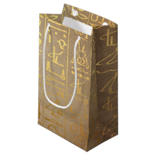 Sacola Para Presentes Pequena Impressão egípcio Dourado do papel dos