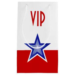 Sacola Para Presentes Pequena Impressão vermelho VIP da estrela azul pequeno