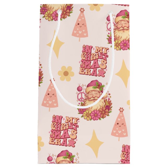 Sacola Para Presentes Pequena In My Christmas Era Groovy Santa (Frente)