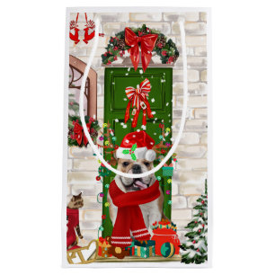 Sacola Para Presentes Pequena Inglês Buldogue Christmas