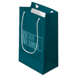 Sacola Para Presentes Pequena Iniciais e Nome Modernos | Teal Escuro e Azul Clar