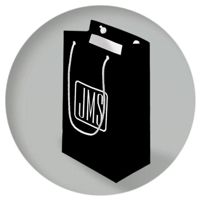 Sacola Para Presentes Pequena Iniciais Modernos Monogramados | Preto & Branco (Criador carregado)