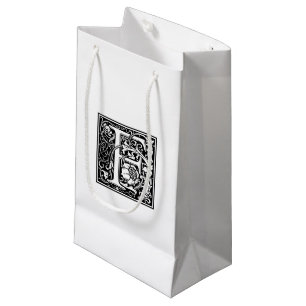 Sacola Para Presentes Pequena Inicial decorativa "F" da letra