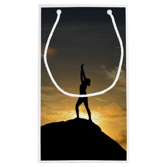 Sacola Para Presentes Pequena Ioga do nascer do sol (Verso)