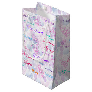 Sacola Para Presentes Pequena Irmã Especial Floral Rosa Fabulosa