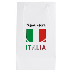 Sacola Para Presentes Pequena Italia e Bandiera Italiana con il Tuo Nome