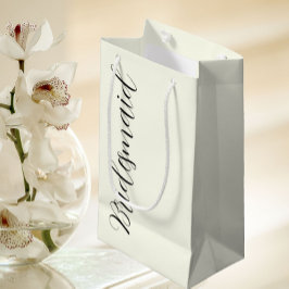 Sacola Para Presentes Pequena Ivory Color Stylized Script Wedding Bridesmaid