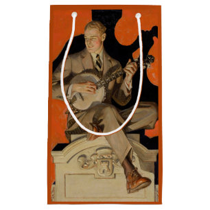 Sacola Para Presentes Pequena J.C. Leyendecker Tocador de Banjo 1920 Arte Art Dé