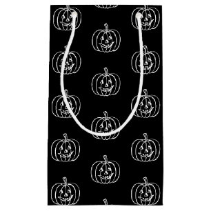 Sacola Para Presentes Pequena Jack de Halloween ou branco preto de lanterna