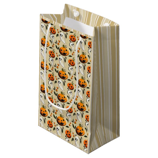 Sacola Para Presentes Pequena Jack-o-Ghost Amarelo (Frente inclinada)
