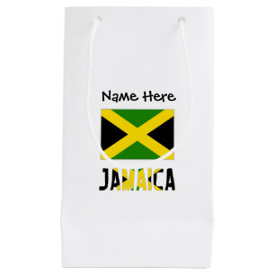 Sacola Para Presentes Pequena Jamaica e bandeira jamaicana com seu nome