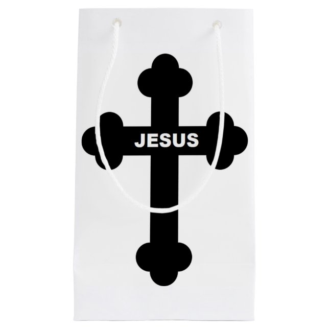 SACOLA PARA PRESENTES PEQUENA JESUS CROSS (Frente)