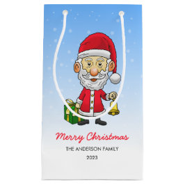 Sacola Para Presentes Pequena Jingle Bells com Papais noeis