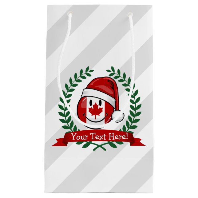 Sacola Para Presentes Pequena Jolly Canadian Flag Christmas (Frente)