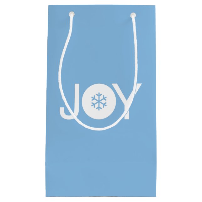 Sacola Para Presentes Pequena Joy Christmas Blue Gift Bag (Frente)