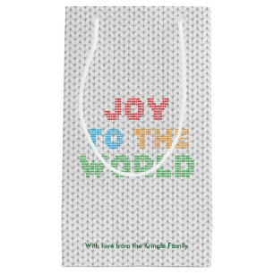 Sacola Para Presentes Pequena Joy To The World Typografia Christmas Sweater