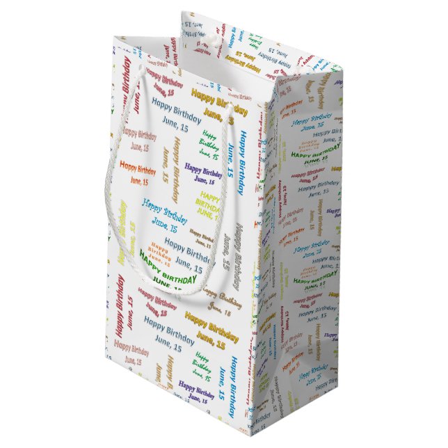 Sacola Para Presentes Pequena Junho, 15 de aniversário (Verso inclinado)