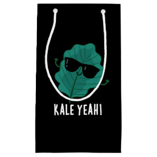 Sacola Para Presentes Pequena Kale Sim Engraçado Veggie Pun Dark BG