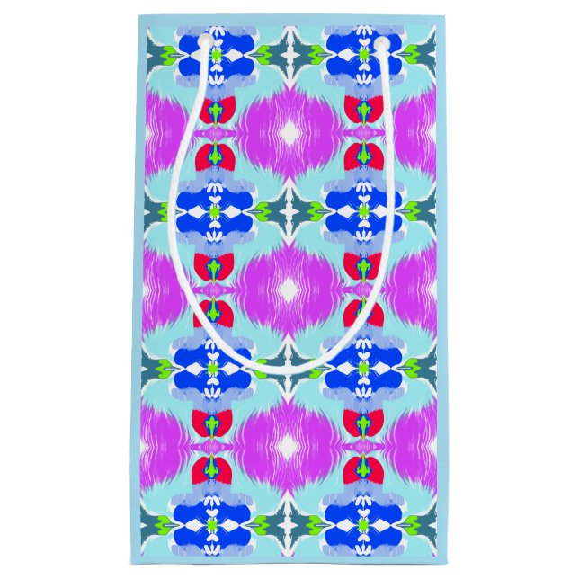 Sacola Para Presentes Pequena Kaleidoscópio Flor Azure (Frente)