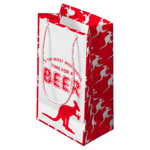 Sacola Para Presentes Pequena Kangaroo Beer, Festa de Natal Australiana