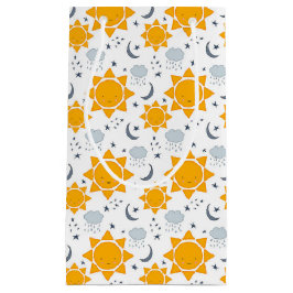 Sacola Para Presentes Pequena Kawaii Suns, Luas e Nuvens