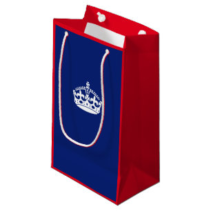 Sacola Para Presentes Pequena Keep Calm Crown on Navy Blue