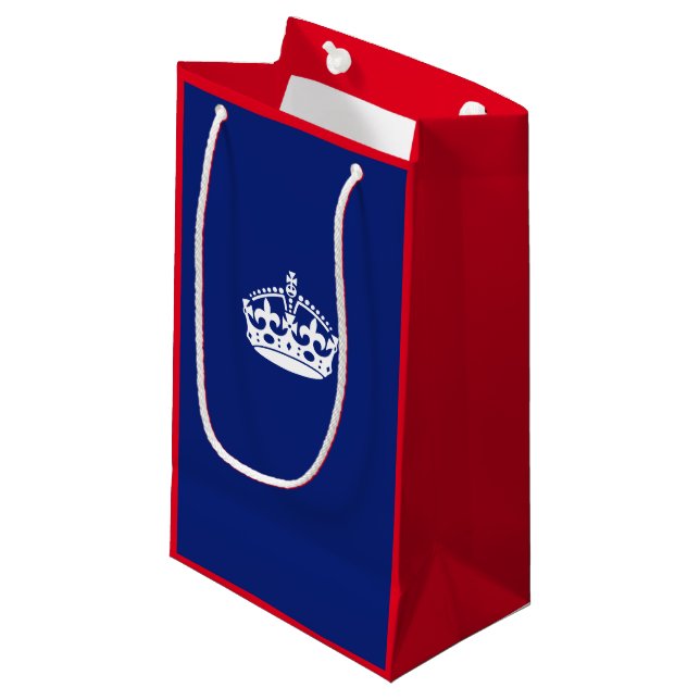 Sacola Para Presentes Pequena Keep Calm Crown on Navy Blue (Frente inclinada)