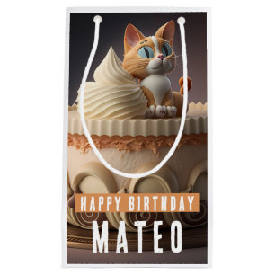 Sacola Para Presentes Pequena Kitten Birthday Cake - Aniversário
