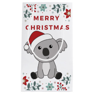 Sacola Para Presentes Pequena Koala Natal Animais de inverno na neve Koalas Smal