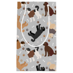 Sacola Para Presentes Pequena Labradoodle / Goldendoodle Ossos e Patas Pequenas 