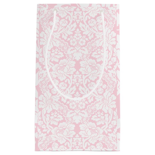 Sacola Para Presentes Pequena Lace branco a rosa (Frente)