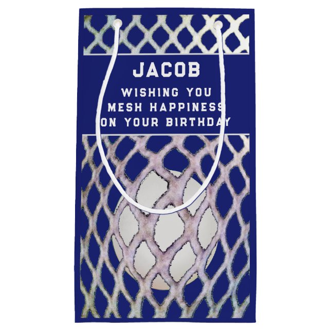 Sacola Para Presentes Pequena Lacrosse Player Blue Small Gift Bag (Frente)