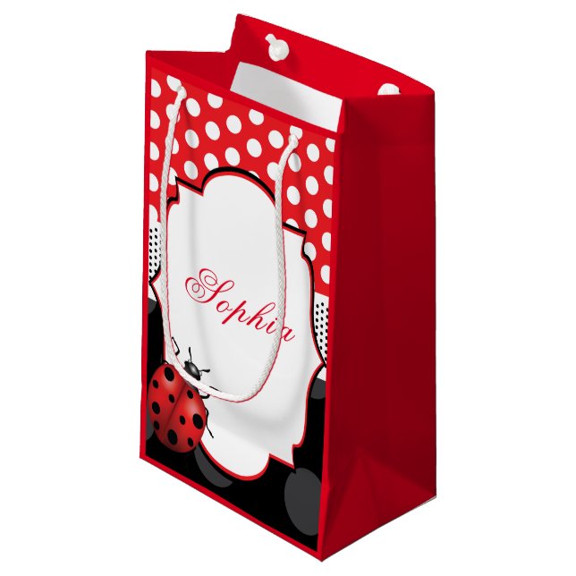 Sacola Para Presentes Pequena Ladybug legante personalizado (Frente inclinada)