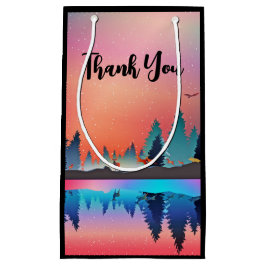 Sacola Para Presentes Pequena Lago Scende Winter com Veado Obrigado