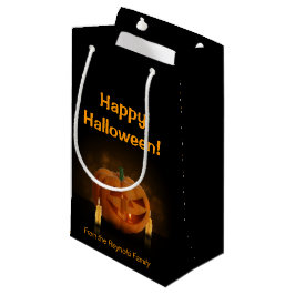 Sacola Para Presentes Pequena Lanterna de Abóbora Halloween com Velas