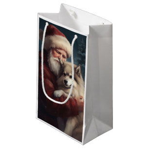 Sacola Para Presentes Pequena Lapphund Santa Claus Festivo