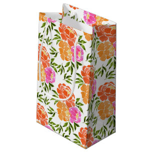 Sacola Para Presentes Pequena Laranja Cor-de-Água Rosa Quente Cor-de-Laranja Flo