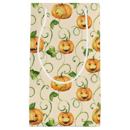 SACOLA PARA PRESENTES PEQUENA LARANJA, OBRIGADO AOS BOMBEIROS COM FOLHAS VERDES