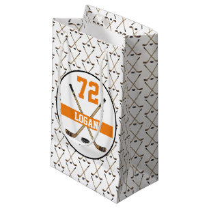 Sacola Para Presentes Pequena Laranja personalizada do número do nome do jogado